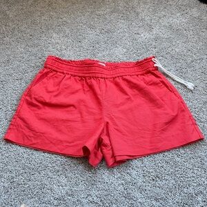 J. Crew Coral Red Linen Blend Pull-On Side Tie Casual Shorts Size Large